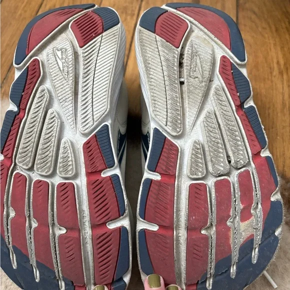 Altra Via Olympus Cream White Running Shoes with Red and Blue Accents - Picture 4 of 4